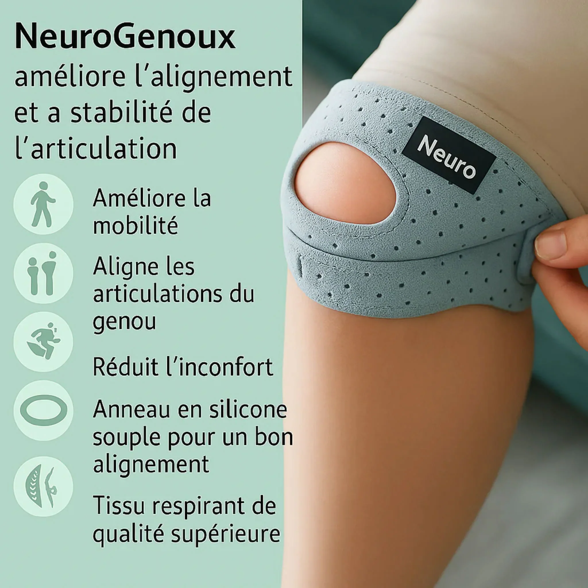 Genouillère Rotulienne NeuroGenoux — Réalignez l'Articulation du Genou Pendant vos Mouvements - Image 5