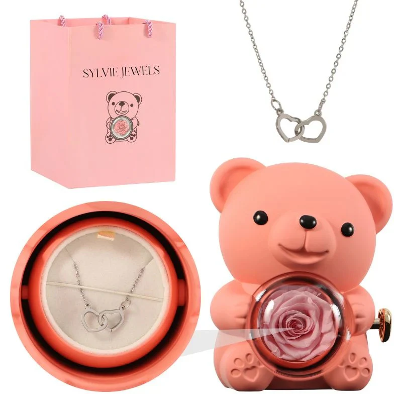 Ours Rose Éternelle avec Collier Gravé - Image 11