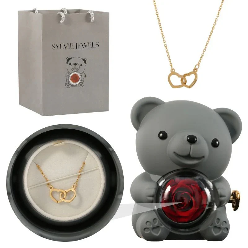 Ours Rose Éternelle avec Collier Gravé - Image 8