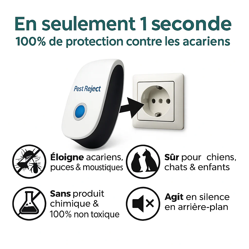 Pest Reject | Ultrasons contre les acariens, les puces, les punaises de lit, les mites et les moustiques - Image 2
